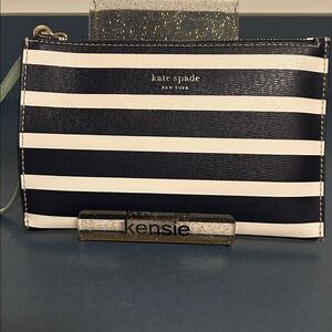 Low Start Kate Spade-All Day Striped PVC Clutch-Wristlet (Navy-Mint 💙💚) NWOT